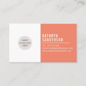 CUSTOM LOGO modern minimal retro sinaasappel wit Visitekaartje (Voorkant)