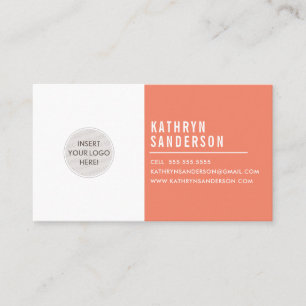 CUSTOM LOGO modern minimal retro sinaasappel wit Visitekaartje