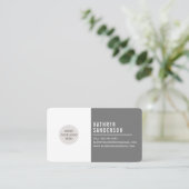 CUSTOM LOGO modern minimal simple grijs wit Visitekaartje (Staand voorkant)