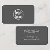 Custom Logo Modern Minimalist Matte Grey Visitekaartje (Voorkant / Achterkant)