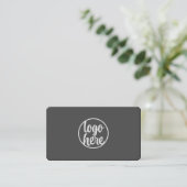 Custom Logo Modern Minimalist Matte Grey Visitekaartje (Staand voorkant)