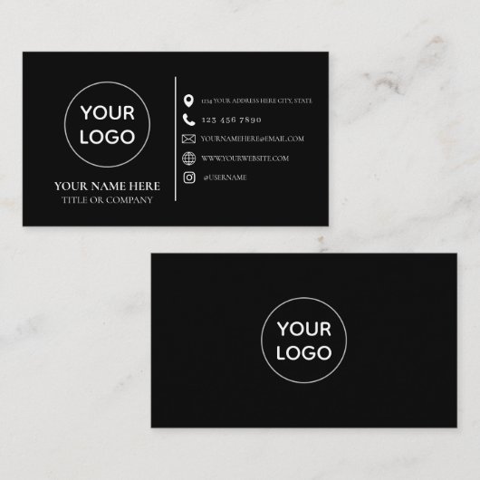 Custom logo modern minimalist social media icons b visitekaartje (Voorkant / Achterkant)