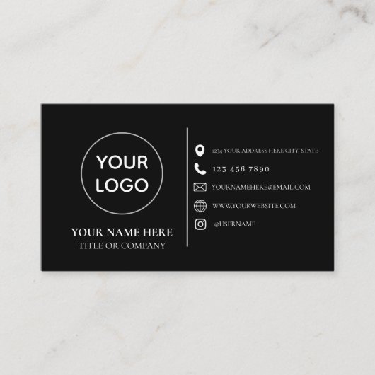 Custom logo modern minimalist social media icons b visitekaartje (Voorkant)