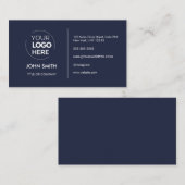 Custom logo modern minimalistisch marineblauw visitekaartje (Voorkant / Achterkant)