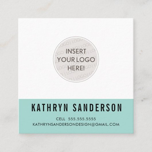 CUSTOM LOGO modern minimalistische chique pastel m Vierkante Visitekaartje (Voorkant)