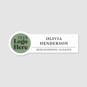 Custom Logo Modern Sage Green Employee  Naamplaatje (Voorkant)