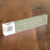 Custom Logo Modern Sage Green Name Title Simple Naambordje (Zijkant)