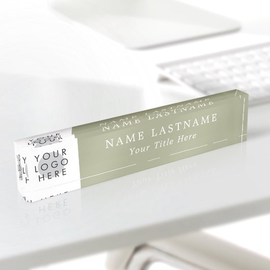 Custom Logo Modern Sage Green Name Title Simple Naambordje