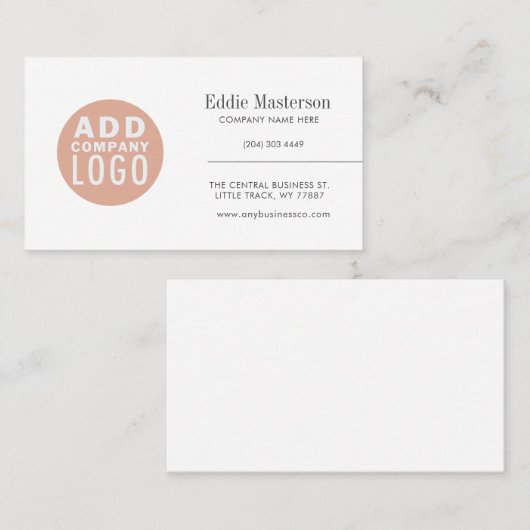 Custom Logo Modern White Minimalist Visitekaartje (Voorkant / Achterkant)