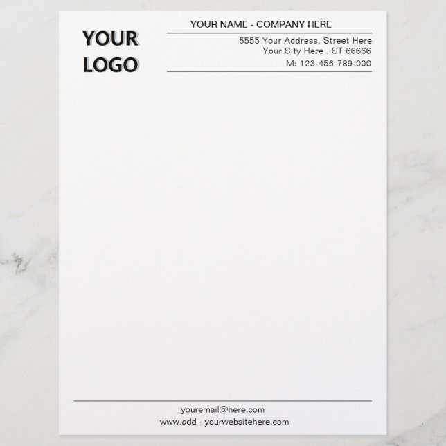 Custom Logo Moderne Business Kantoor Letterhead Briefhoofd (Voorkant)
