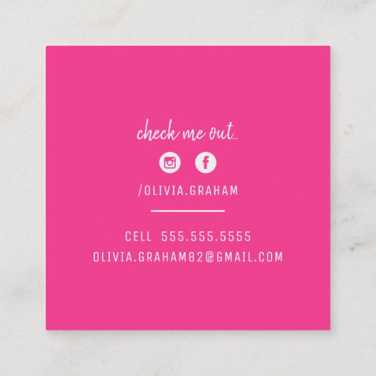 CUSTOM LOGO moderne glam chic hot roze gouden glit Vierkante Visitekaartje (Achterkant)