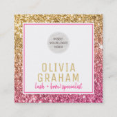 CUSTOM LOGO moderne glam chic hot roze gouden glit Vierkante Visitekaartje (Voorkant)