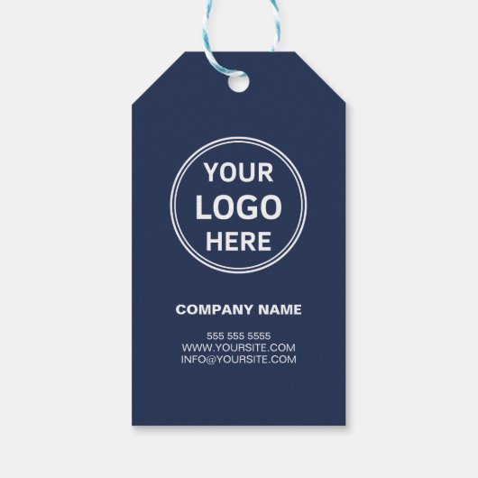 Custom Logo Navy Blue Bedankt Zakelijk Cadeaulabel (Achterkant)