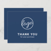 Custom Logo Navy Blue Budget Thank You Card (Voorkant / Achterkant)