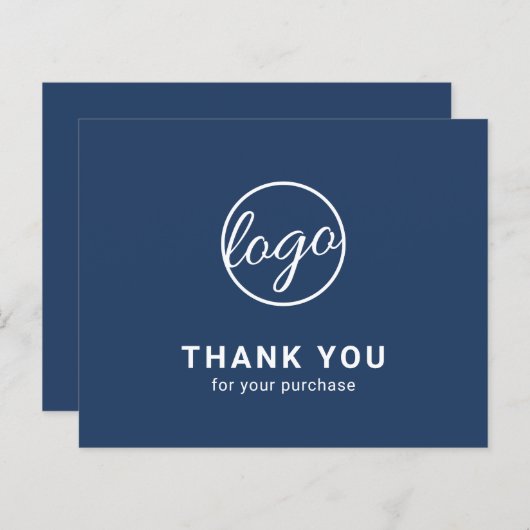 Custom Logo Navy Blue Budget Thank You Card (Voorkant / Achterkant)