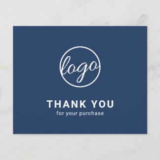 Custom Logo Navy Blue Budget Thank You Card
