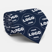 Custom Logo Navy Blue Tie - Professional Branded Stropdas (Opgerold)