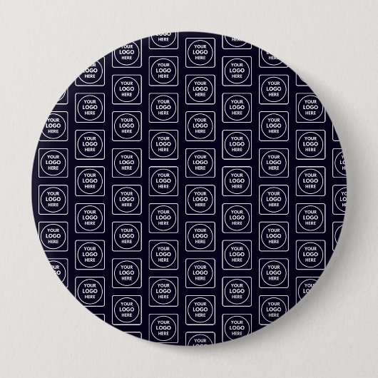 Custom Logo or Image Repeating Navy Blue Design Ronde Button 4,0 Cm (Voorkant)