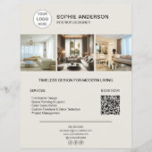 Custom Logo Photo QR Interior Designer Business Flyer (Voorkant)
