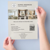 Custom Logo Photo QR Interior Designer Business Flyer (Hand)