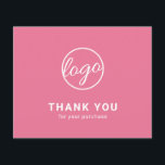 Custom Logo Pink Budget Thank You Card<br><div class="desc">Custom budget business thank you card featuring a minimalist design with your logo on the front along with "Thank you for your purchase". The backside has your personal message. A basic and plain design that still comes across as professional. This simple thank you card is great for any type of...</div>
