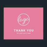 Custom Logo Pink Budget Thank You Card<br><div class="desc">Custom budget business thank you card featuring a minimalist design with your logo on the front along with "Thank you for your purchase". The backside has your personal message. A basic and plain design that still comes across as professional. This simple thank you card is great for any type of...</div>