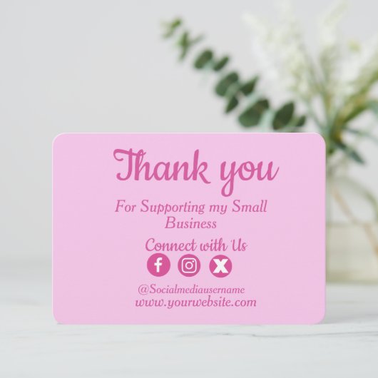 Custom Logo Pink Business Bedankt kaart (Staand voorkant)