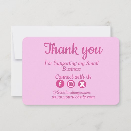 Custom Logo Pink Business Bedankt kaart (Voorkant)