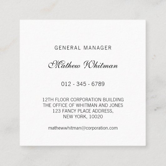 Custom Logo Professional Company Vierkante Visitekaartje (Achterkant)