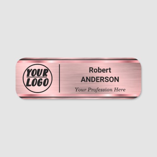 Custom Logo Professional Employee Faux Glam koper Naamplaatje (Voorkant)