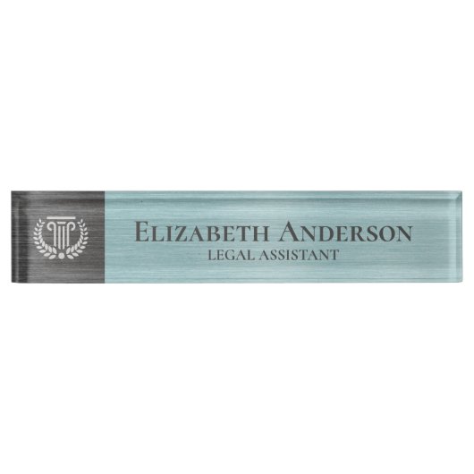 Custom Logo Professional Executive Teal Grey Naambordje (Voorkant)