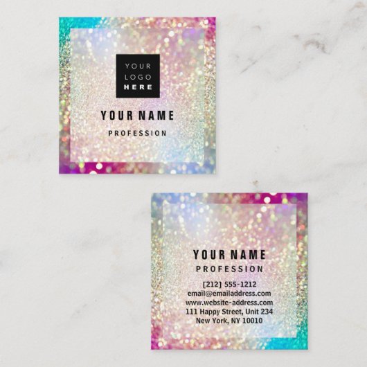 Custom Logo Professional MAKEUP ARTIST Esthetician Vierkante Visitekaartje (Voorkant / Achterkant)