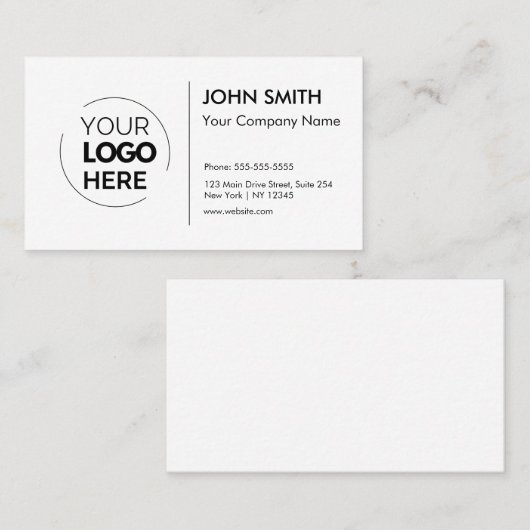 Custom Logo Professional Modern Minimalistisch Wit Visitekaartje (Voorkant / Achterkant)