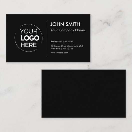 Custom Logo Professional Modern Minimalistisch Zwa Visitekaartje (Voorkant / Achterkant)