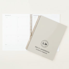Custom Logo QR Business Corporate Neutral Beige Planner