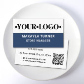 Custom Logo QR Code Blue Visitekaartje