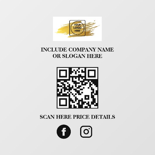 Custom Logo QR Code Business Window Sign Menu Raamsticker (Vel)