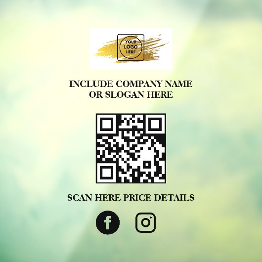 Custom Logo QR Code Business Window Sign Menu Raamsticker (Vel 3)