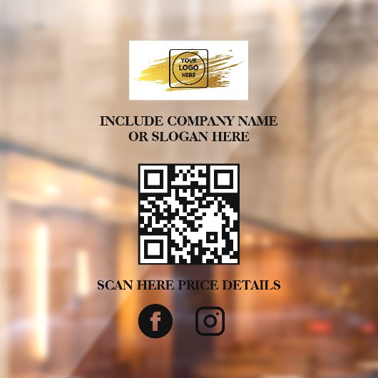 Custom Logo QR Code Business Window Sign Menu Raamsticker (Vel 2)