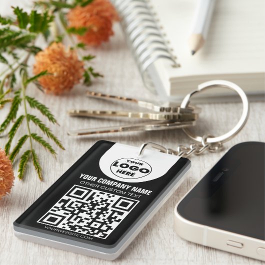 Custom Logo & QR Code Keychain | Business Promo Gi (Voorkant Rechts)