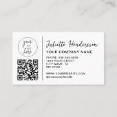 Custom Logo QR Code Photo Elegant Business Visitekaartje (Voorkant)
