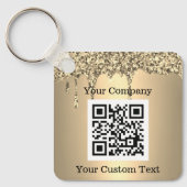 Custom Logo QR Code Text Gold Company Sleutelhanger (Voorkant)