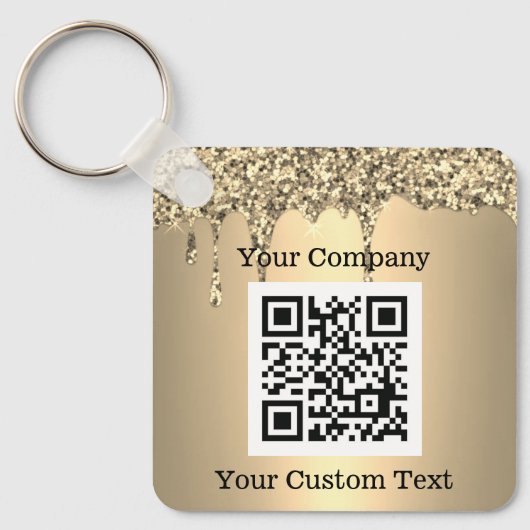 Custom Logo QR Code Text Gold Company Sleutelhanger (Voorkant)