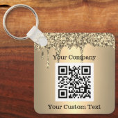 Custom Logo QR Code Text Gold Company Sleutelhanger (Voorkant)