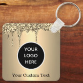Custom Logo QR Code Text Gold Company Sleutelhanger (Achterkant)