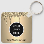 Custom Logo QR Code Text Gold Company Sleutelhanger (Achterkant)