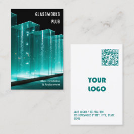Custom Logo & QR Glass Company Visitekaartje