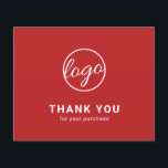 Custom Logo Red Budget Thank You Card<br><div class="desc">Custom budget business thank you card featuring a minimalist design with your logo on the front along with "Thank you for your purchase". The backside has your personal message. A basic and plain design that still comes across as professional. This simple thank you card is great for any type of...</div>