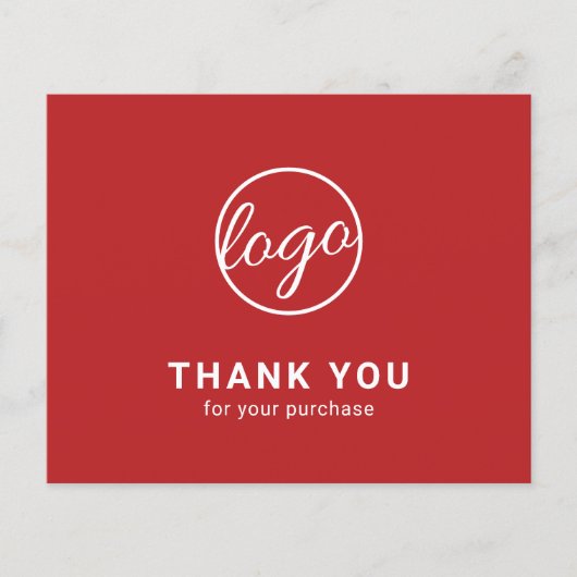 Custom Logo Red Budget Thank You Card (Voorkant)