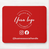 Custom Logo Red Business Branding social handle Muismat (Voorkant)